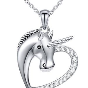 Sterling Silver Unicorn Heart Pendant